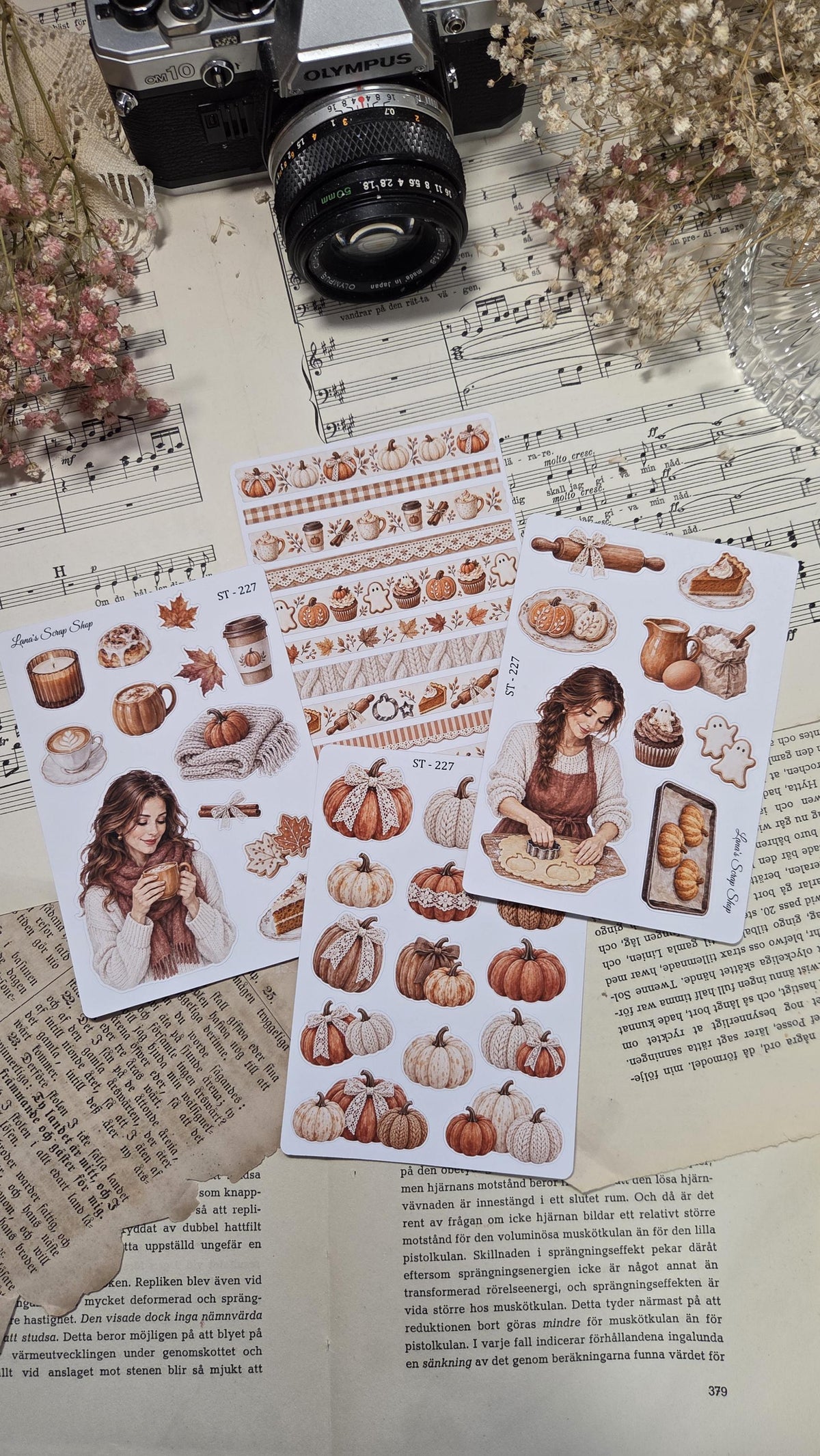 Pumpkin Season, Set of 4, ~ A6, Stickers Sheet | Scrapbooking & Journaling