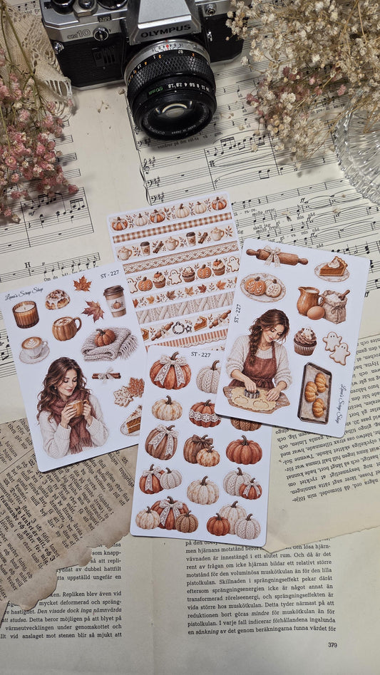 Pumpkin Season, Set of 4, ~ A6, Stickers Sheet | Scrapbooking & Journaling