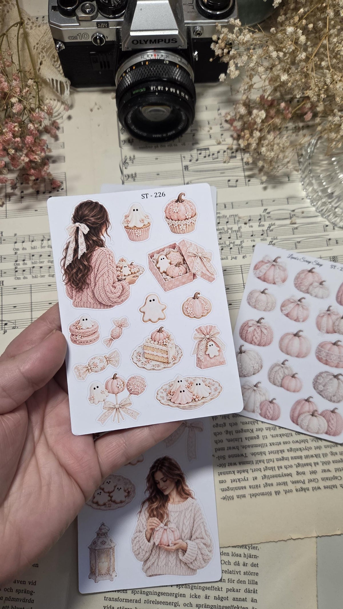 Pink Halloween Sticker Sheets Set | Coquette Pumpkin Stickers, Pastel Fall Journaling, Scrapbooking & Planner Stickers