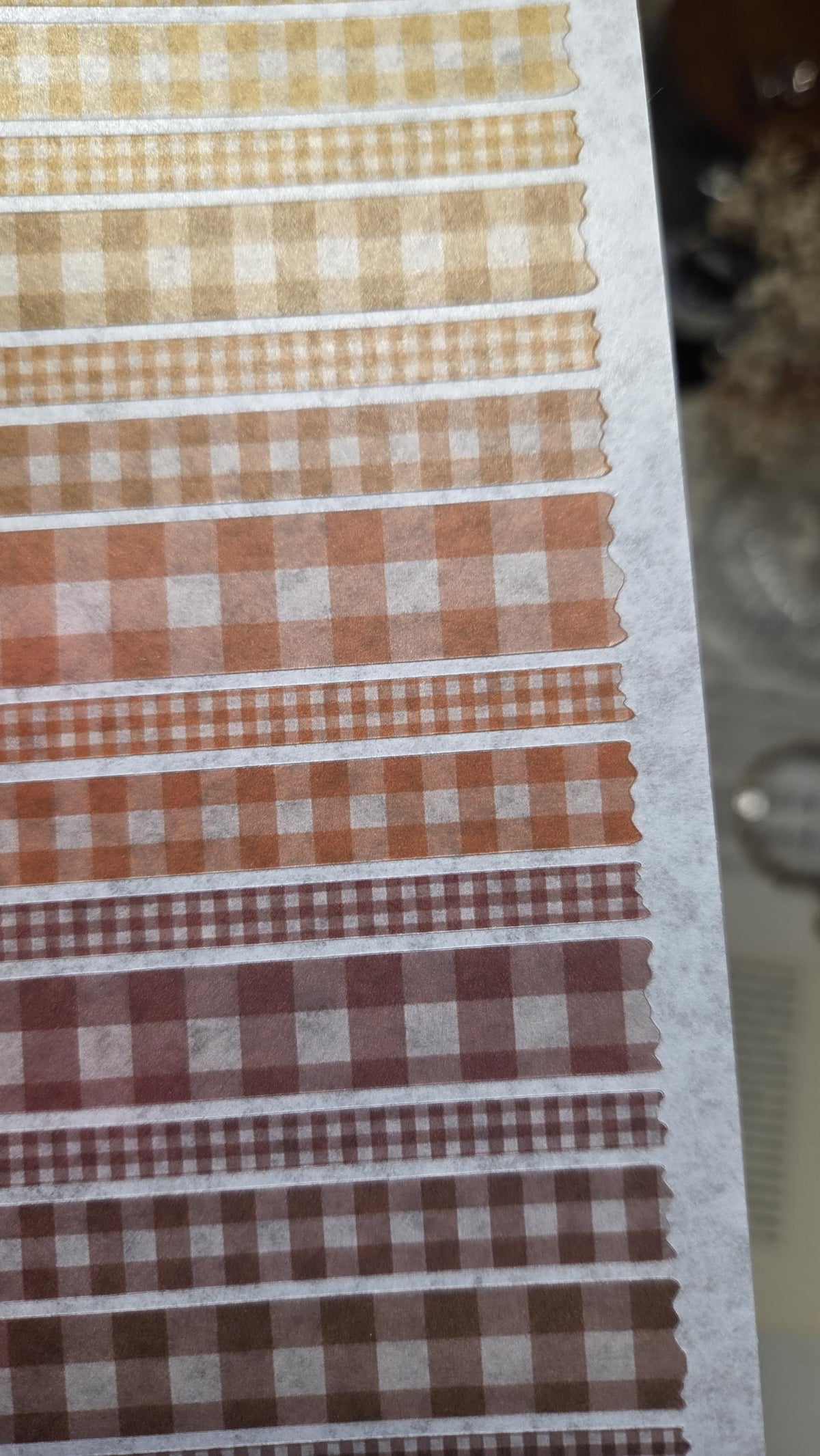 GINGHAM STRIPES, ~ A5, Stickers Sheet | Autumn Orange Brown or Muted Olive Green, Journal and Scrapbook Decoration