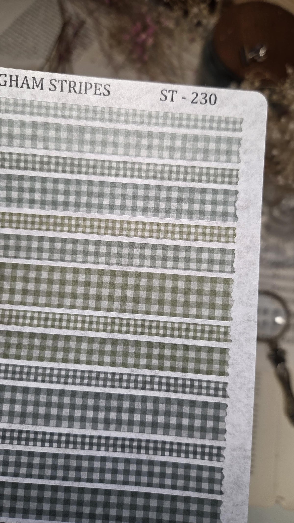 GINGHAM STRIPES, ~ A5, Stickers Sheet | Autumn Orange Brown or Muted Olive Green, Journal and Scrapbook Decoration