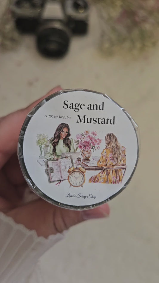 Sage and Mustard, Crystal Ink, PET TAPE, 7 cm wide