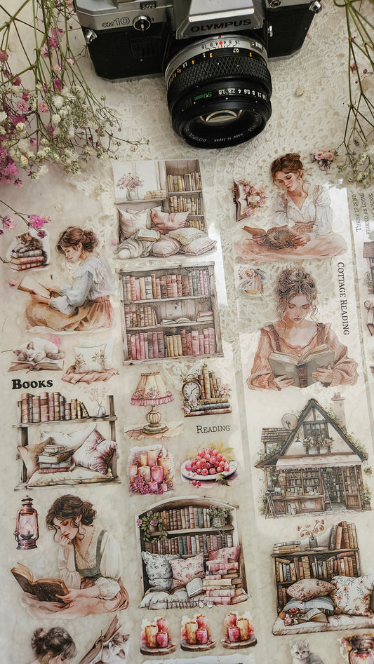 Dreamy Cottage Book Lover, Crystal Ink, PET TAPE, 7 cm wide