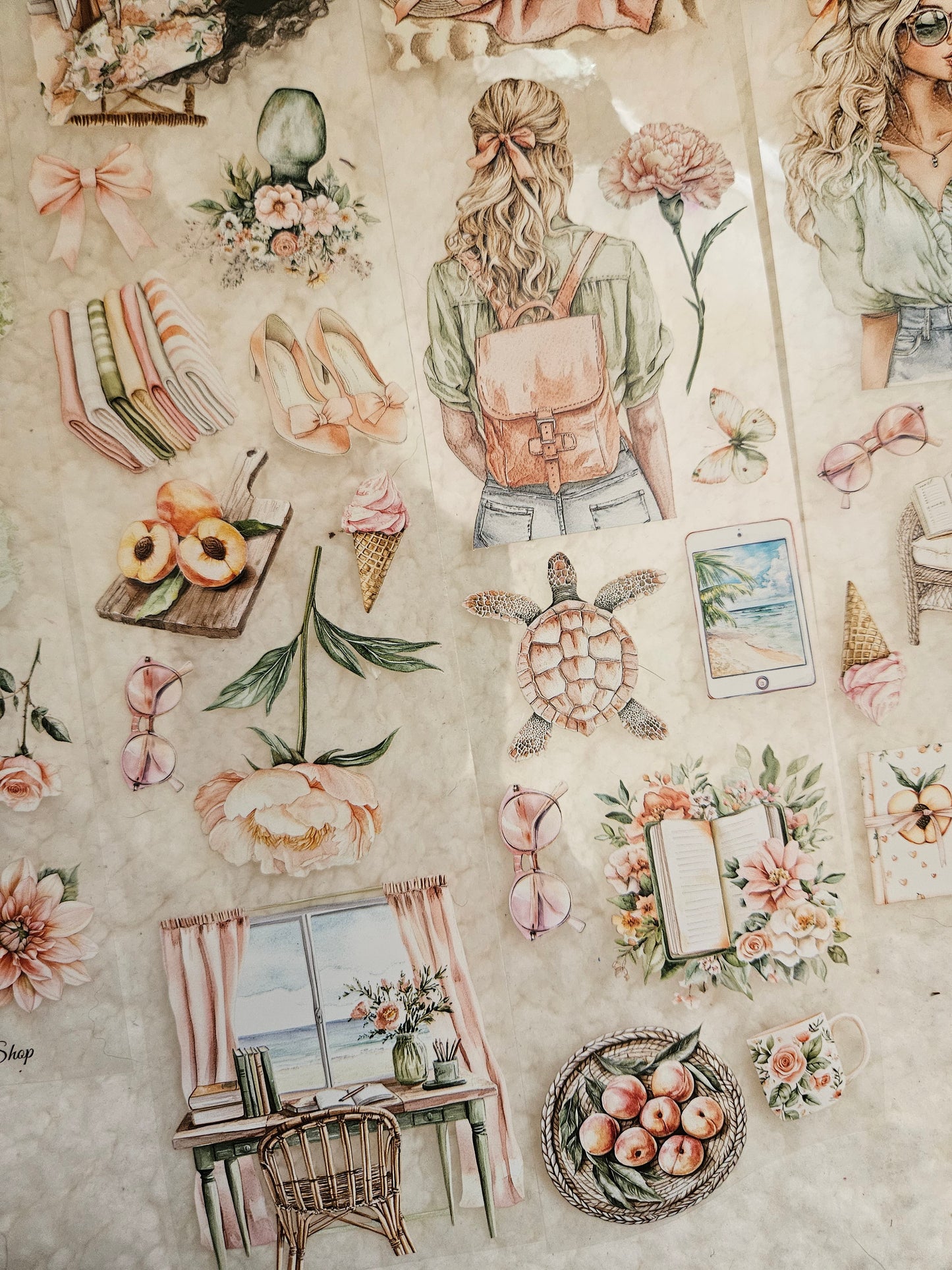 Peach Summer Plans, Crystal Ink, PET TAPE, 7 cm wide