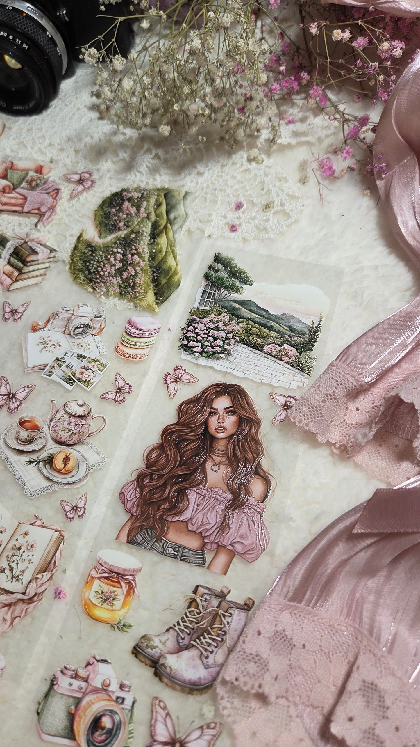 Quiet Hillside, Crystal Ink, PET TAPE, 7 cm wide