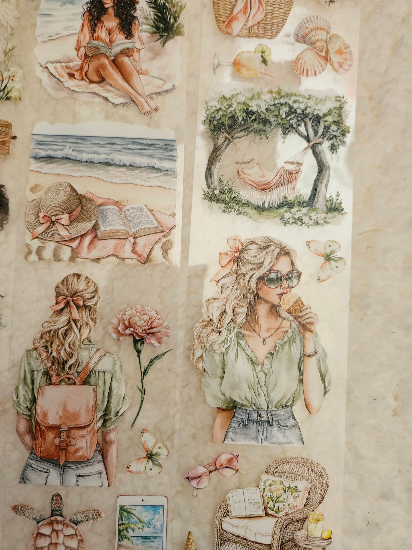 Peach Summer Plans, Crystal Ink, PET TAPE, 7 cm wide