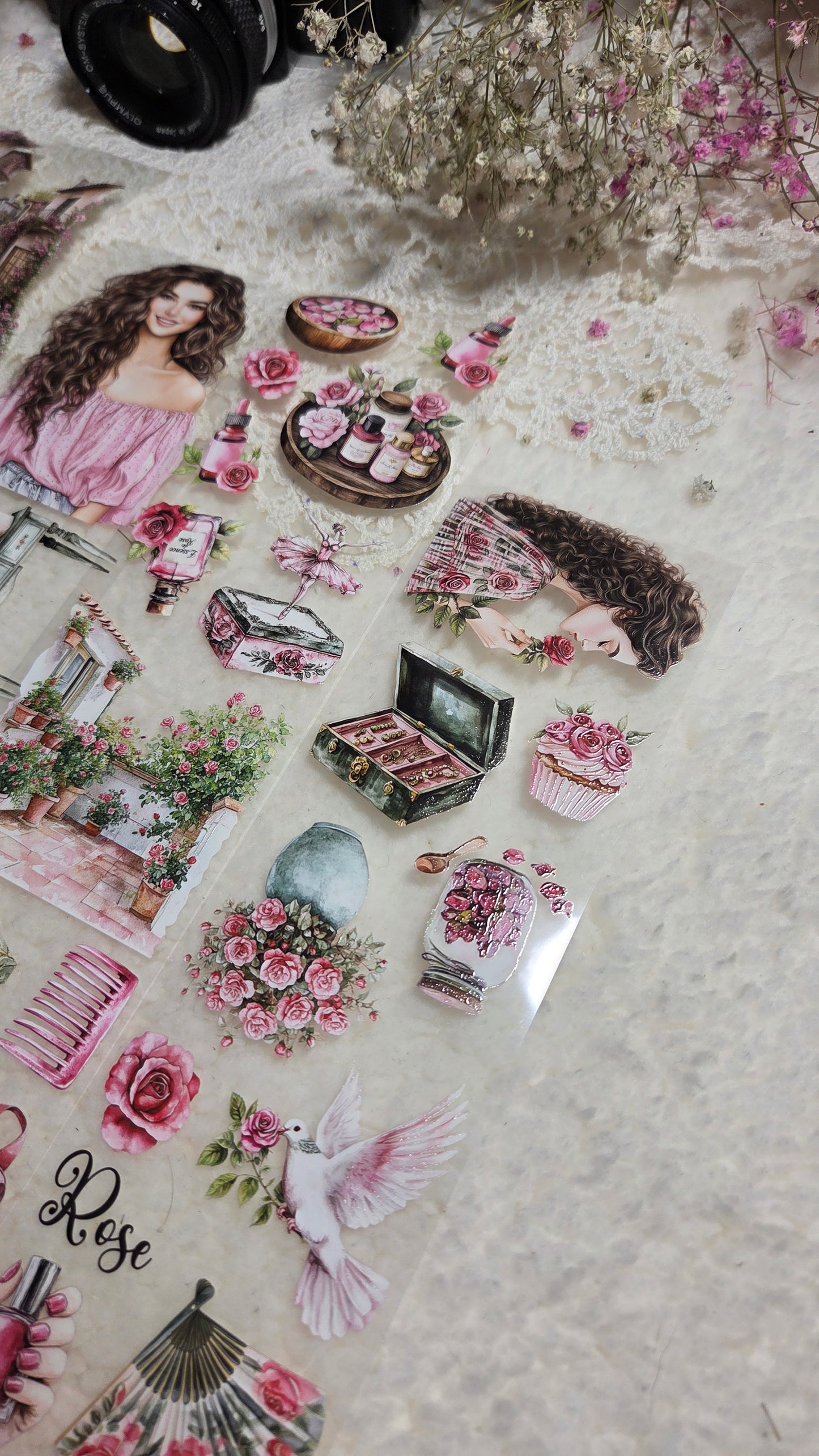 Roseraie du Matin, Crystal Ink, PET TAPE, 7 cm wide