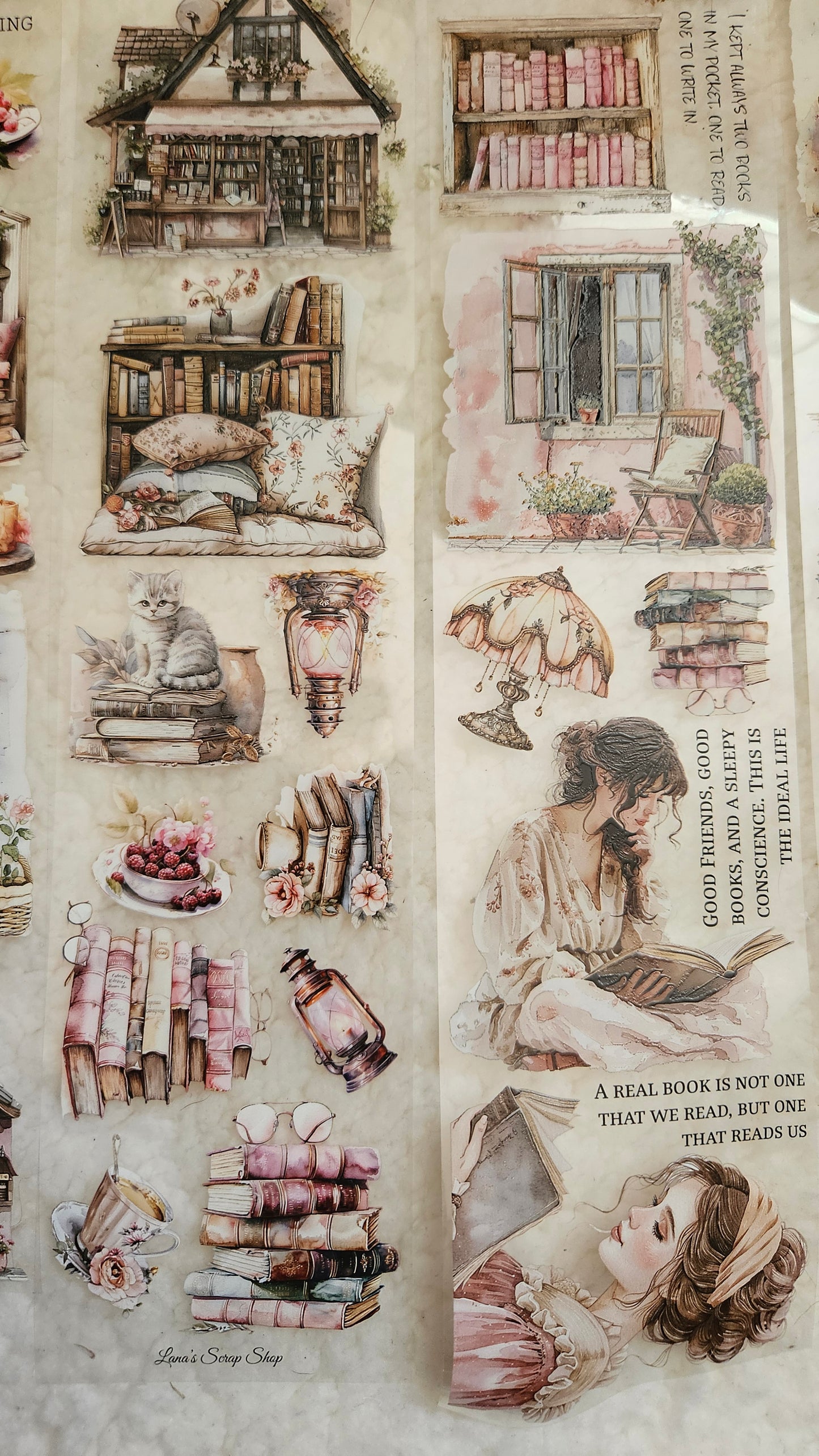 Dreamy Cottage Book Lover, Crystal Ink, PET TAPE, 7 cm wide