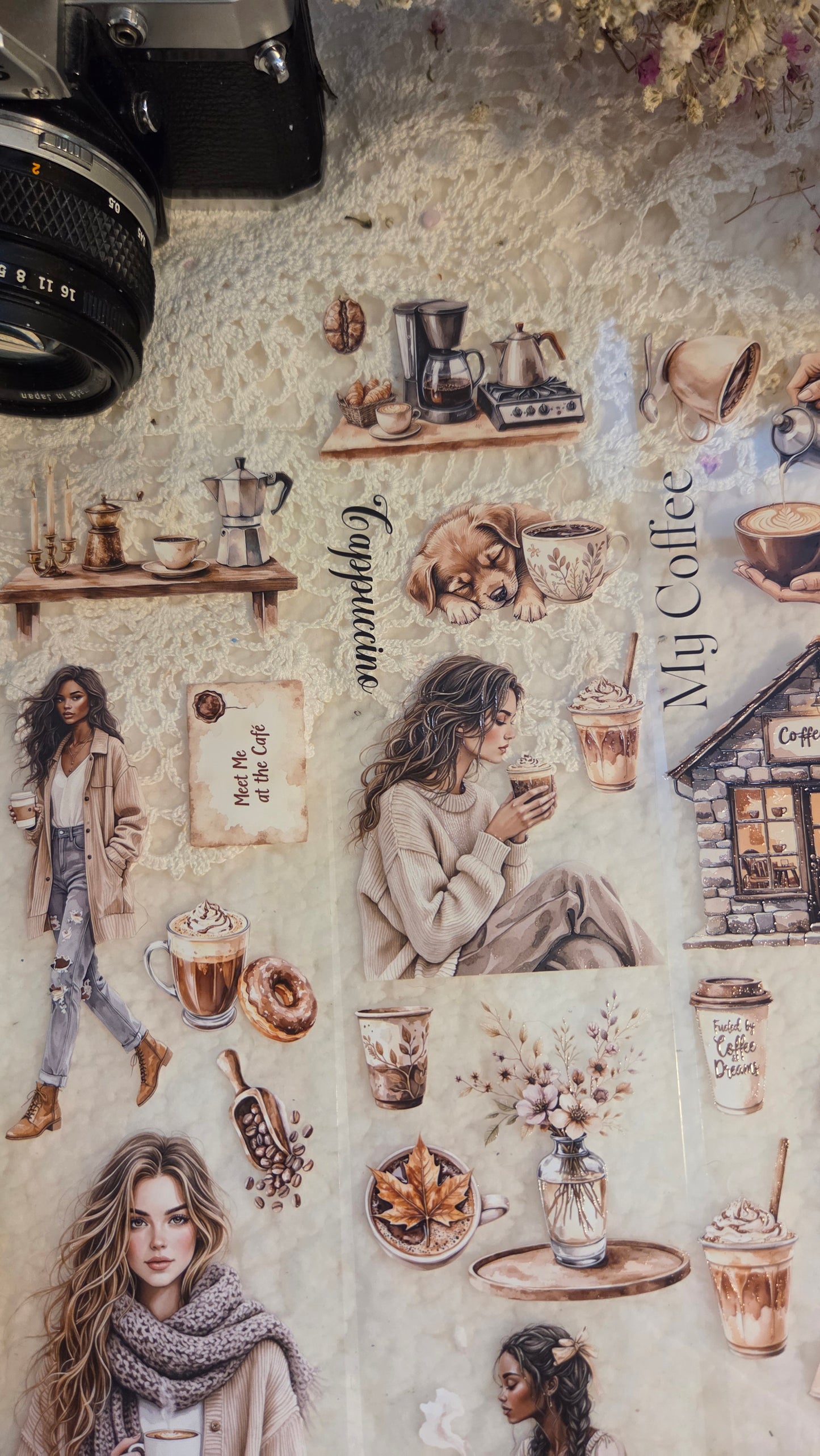 Cozy Coffee Days, Crystal Ink, PET TAPE, 7 cm wide