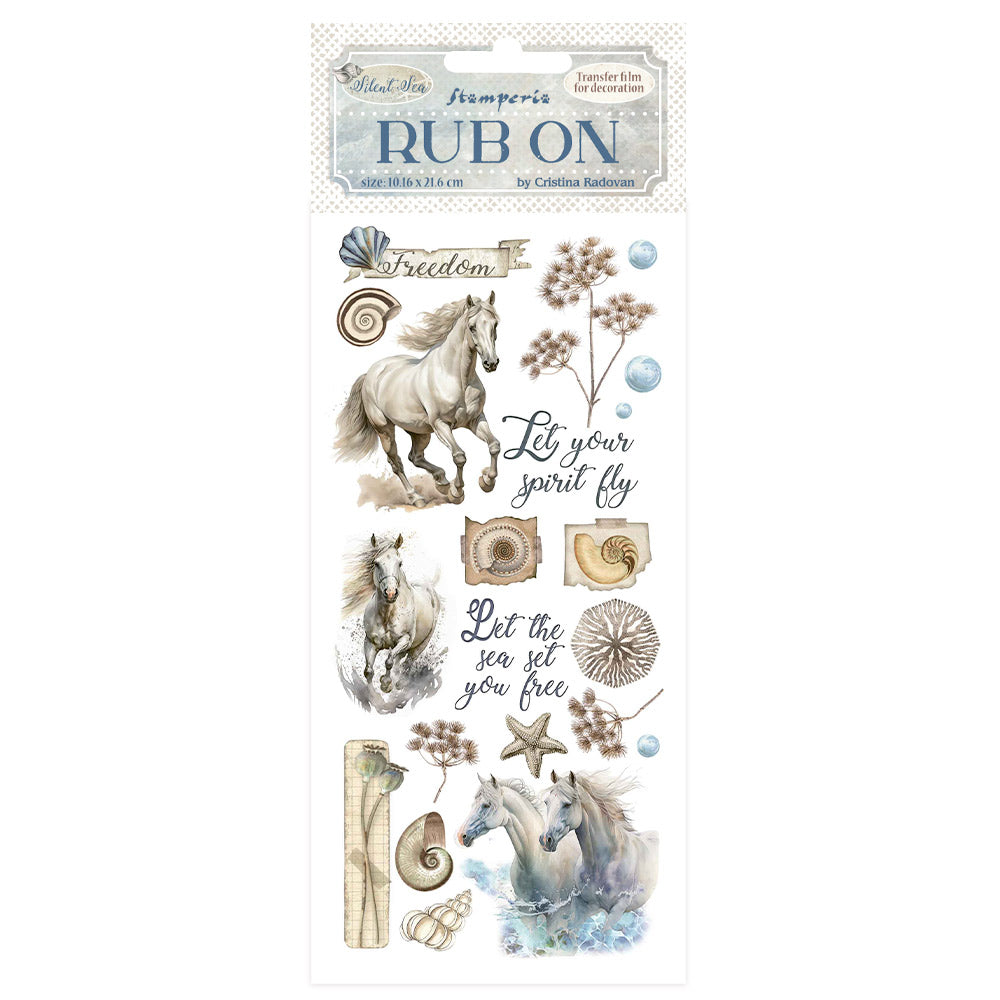 Rub-on Stickers - 10,16x21,6cm  - Silent Sea -Horses