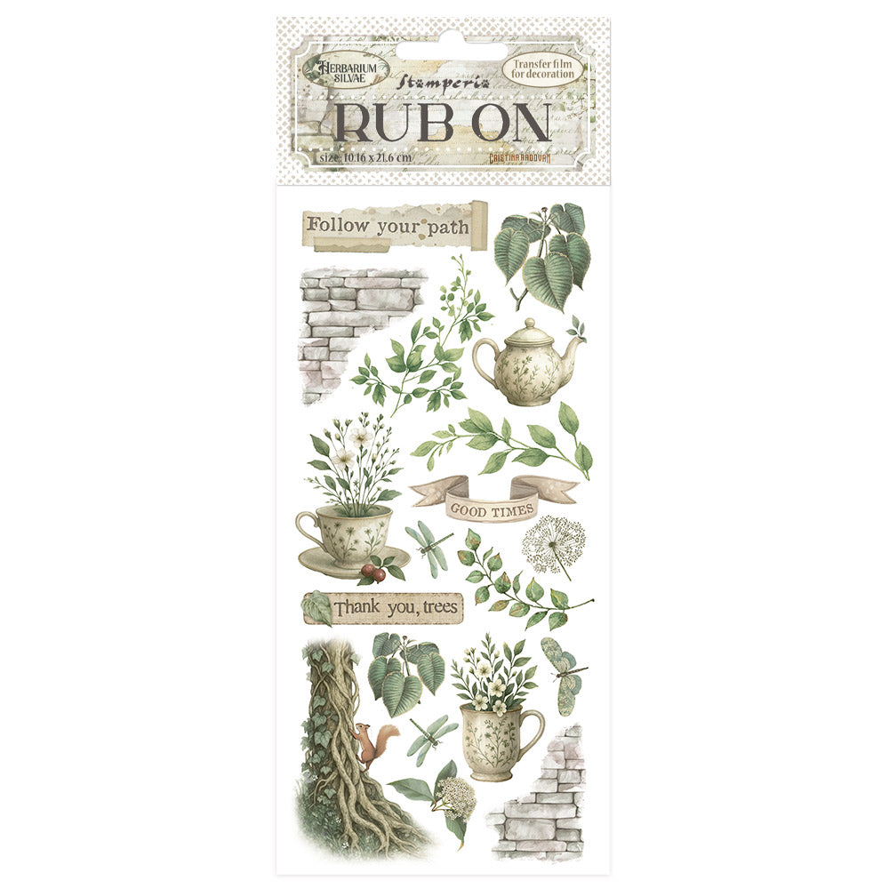 Rub-on cm 10,16x21,6 - Herbarium Silvae tea time
