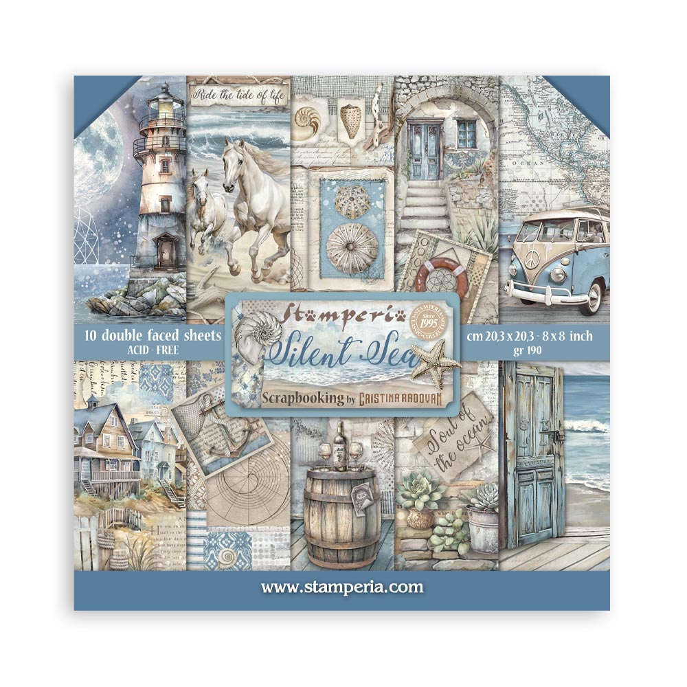 Scrapbooking Small Pad 10 sheets - 20,3X20,3 cm  - Silent Sea