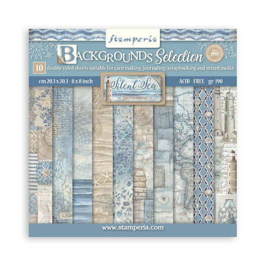 Scrapbooking Small Pad 10 sheets -20,3X20,3 cm -  Backgrounds Selection - Silent Sea