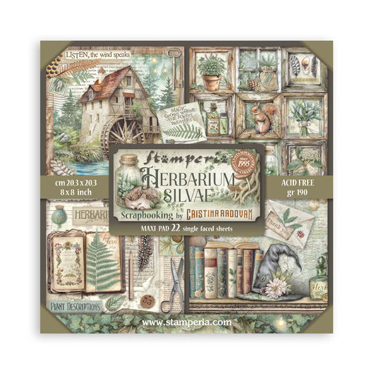 Scrapbooking Pad 22 sheets cm 20,3X20,3 (8"X8") Single Face Herbarium Silvae
